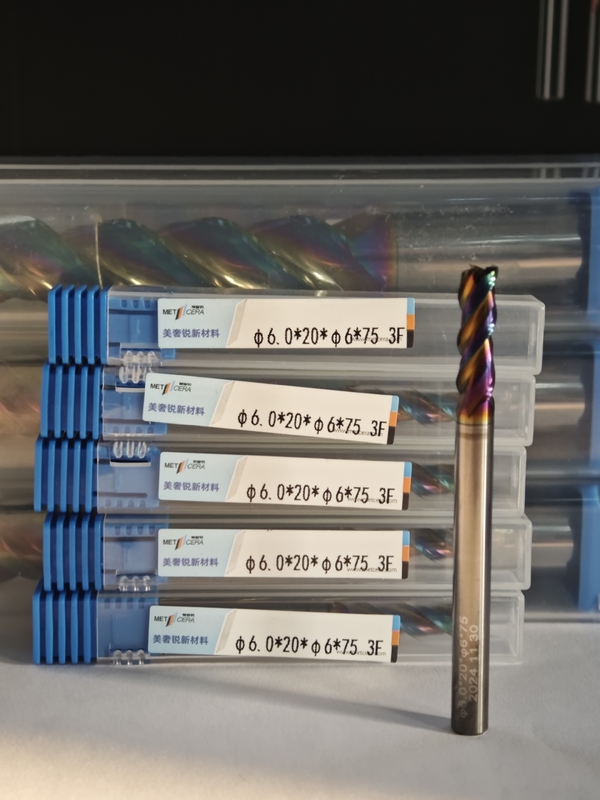 MAE PLUS Gecoate carbide eindmolen voor de verwerking van niet-ferronhoudende metalen Aluminium en koper Φ6.0x20x6Dx75mm