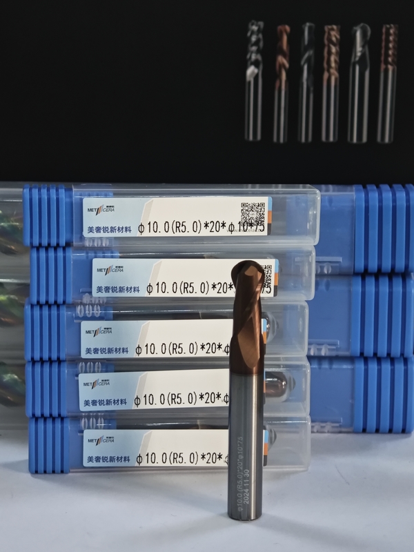 MPB2 Solid Carbide Ball Nose End Mill 2 Fluitten R0.5-10, 10mm, Φ10.0(R5.0) x20x10Dx75mm