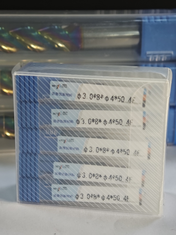 MPE4-coating AlCr-coating HRC55-60 Volhardmetalen frees 4-snijderfrees met platte kop 3 mm φ3,0 x 8 x φ4 x 50 mm