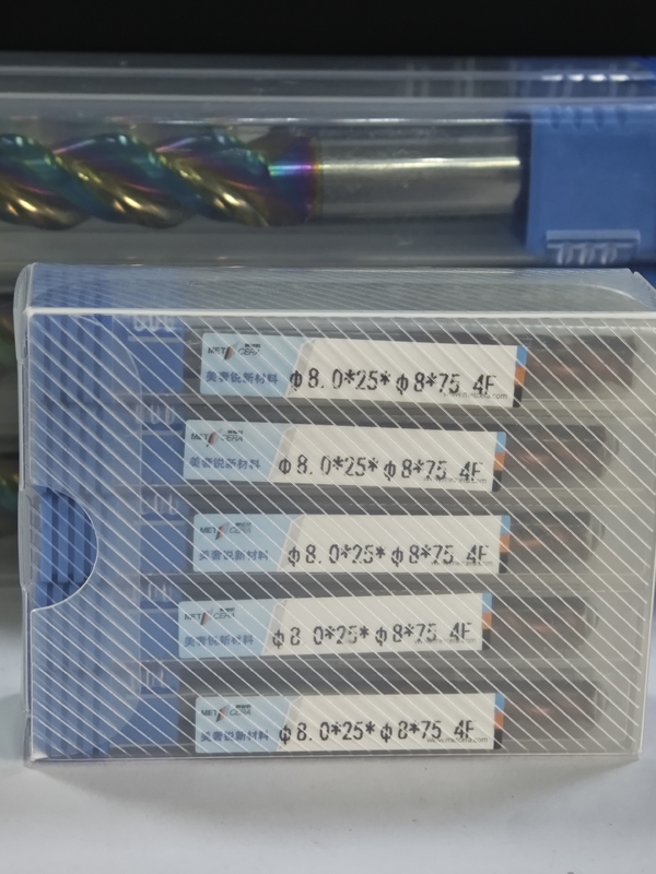 MPE4 HRC55-HRC60 Solid Carbide Milling Cutter, 4 Flute Flat End Mill, CNC Mill Cutter, 4F Solid Carbide Flat End Milll Lange Flute 8mm, φ8.0 x 25 x φ8 x 75mm