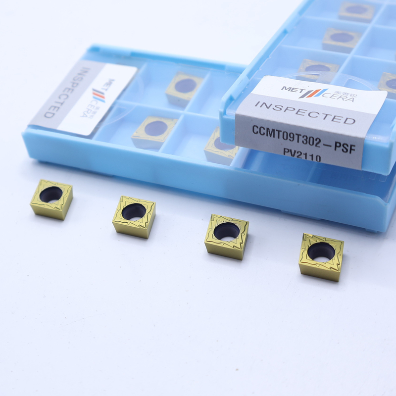 CCMT09T302 PVD-gecoat CNC-cermetinvoegsel voor draaibankwerktuigen, draaibankwerktuigen met metaalkeramiek, finishing chipbreaker cutter