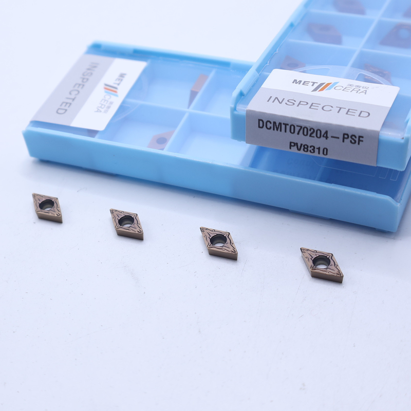 Indekseerbaar karbide-draaiinvoer, PVD-gecoat binnenste draaiinvoer, afwerkingsinvoer DCMT070204, Bronzen kleur