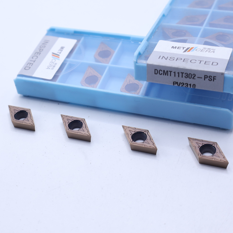 Indekseerbare Cermet-draaiinzet, PVD-gecoate interne draaiinzet, afwerkingschipbreker DCMT11T302, Bronzen kleur