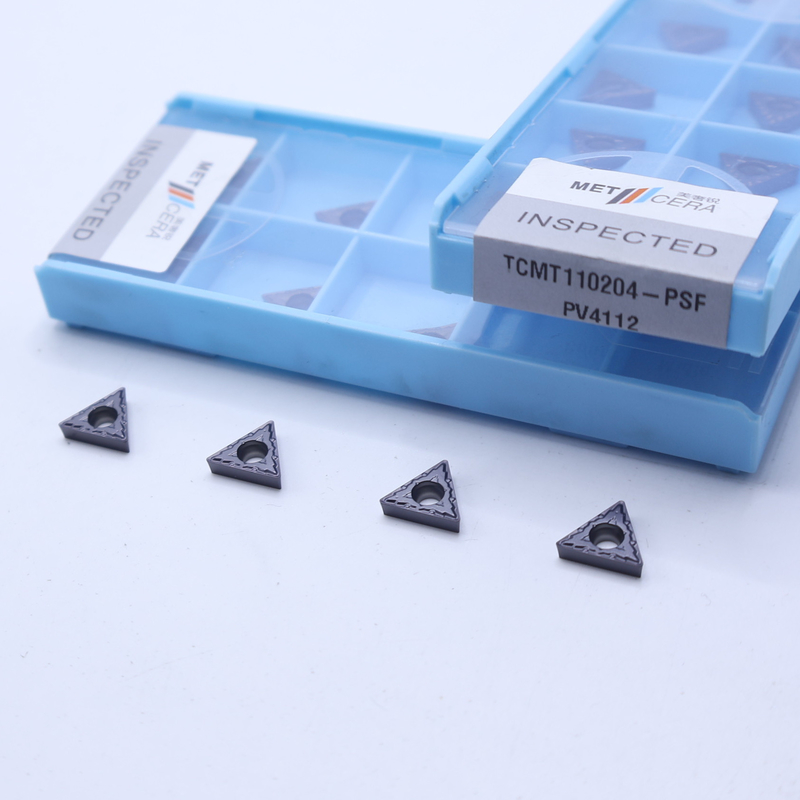 TCMT110204 Wolframcarbide-invoegsel voor interne draaiing PVD-gecoat PSF-afwerking Splinterbreaker Grijs kleur legeringsstaal werkstuk
