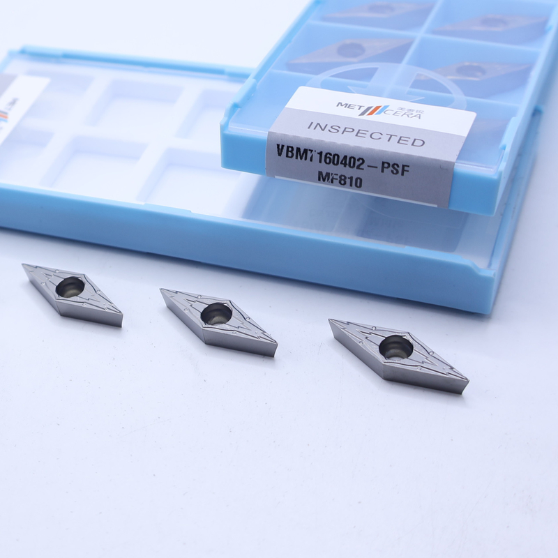 Zilver VBMT160402 MF810 indexerbare rombische vorm ongecoate carbide snijhardheid HRA91.8 Afwerking