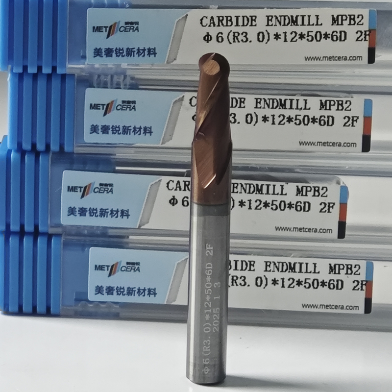MPB2 Solid Carbide Ball Nose End Mill 2 Fluten HRC55-HRC60 R0.5-10 6mm Φ6.0 R3.0 X12x6Dx50mm AlCr coating voor tijdige levering