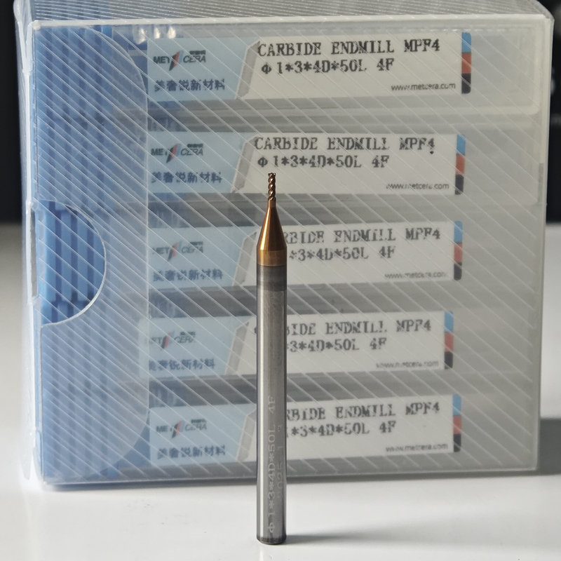 MPF4 Solid Carbide 4 Flutes Flat End Mill 1 mm voor het snijden van koolstofstaal Φ1x3x4Dx50mm