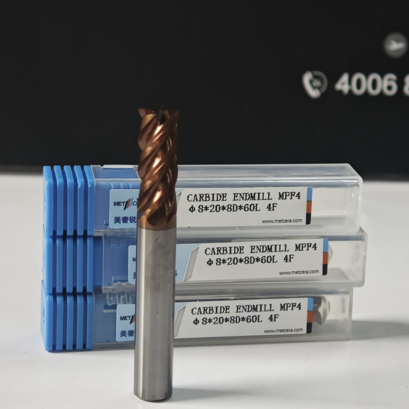 Solid Carbide Dry Wet Machining 8mm Universal 4 Flutes Flat End Mill Φ8x20x8Dx60mm voor het snijden van koolstofstaal en laagkoolstofstaal