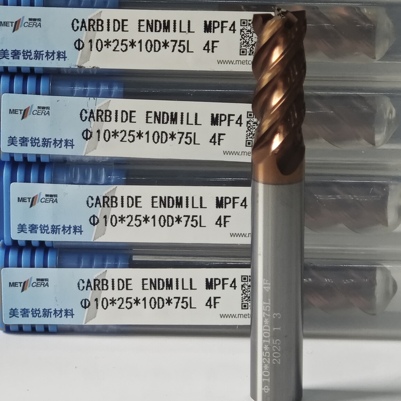 MPF4 Universele 4 Fluten Flat End Mill 10mm Φ10x25x10Dx75mm voor het snijden van laagkoolstofstaal met een hardheid van HRC55-60