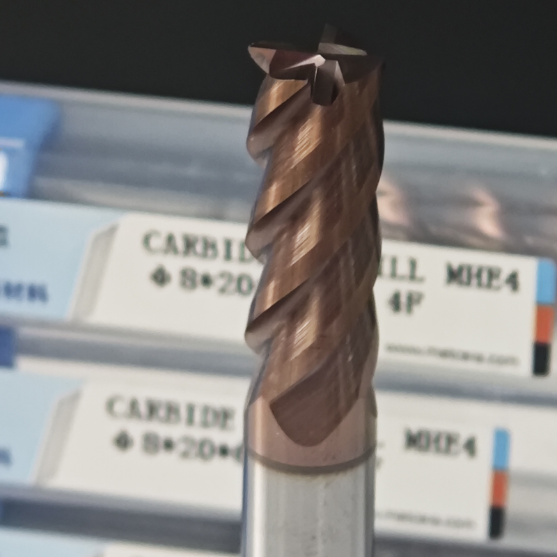 8 mm ruwe verwerking TiAlSi coating HRC55-60 Hardheid Vier rand vlak freesmachine voor laag legeringsstaal werkstuk