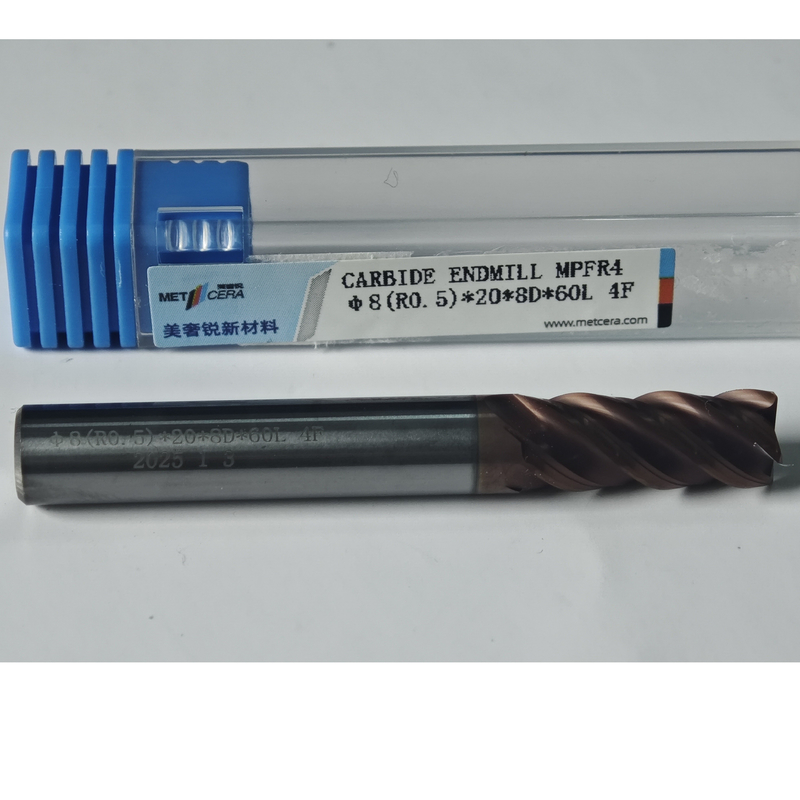 MPFR4 AlCr Coating Universal Cutting End Mills Roughing Processing 4 Flutes Ronde neusmolen 8mm Φ8 R0.5 x20x8Dx60mm