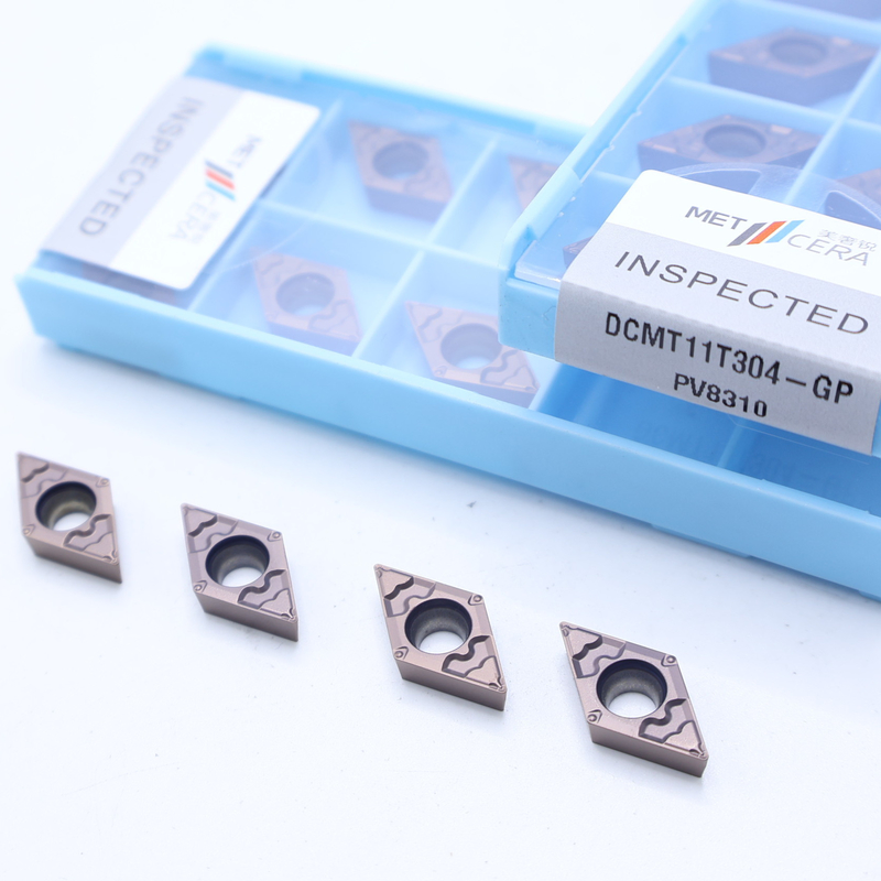 DCMT070204 DCMT11T304 PVD-gecoate carbide-draaiinleggingen voor externe en interne draaiing in GP-chipbreaker